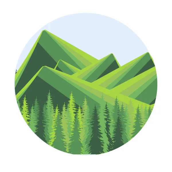 Montagne Verte Paysage Forêt Colline Élément Conception Illustration Vectorielle Stock — Image vectorielle