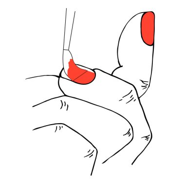 Fingers. Paint the nails with a red varnish object isolated design element sketch for web, for print