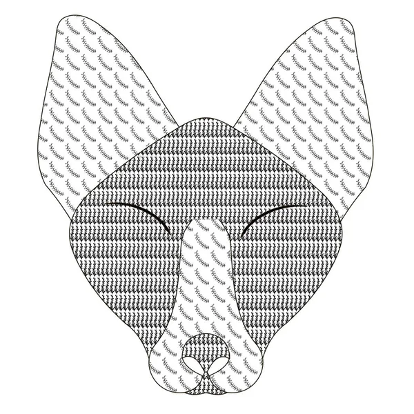 Fox Tête Doodle Coloriage Livre Stress Illustration Vectorielle Stress Page — Image vectorielle
