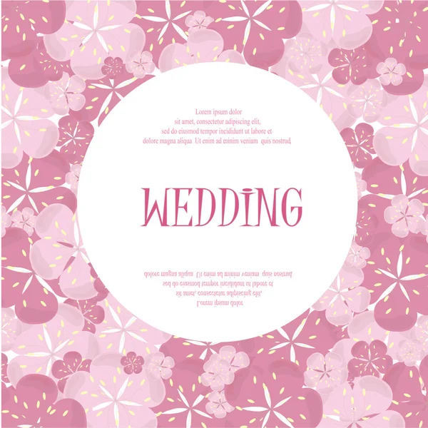 Carte Invitation Mariage Beau Fond Rose Sakura Floral Vintage Peinture — Image vectorielle