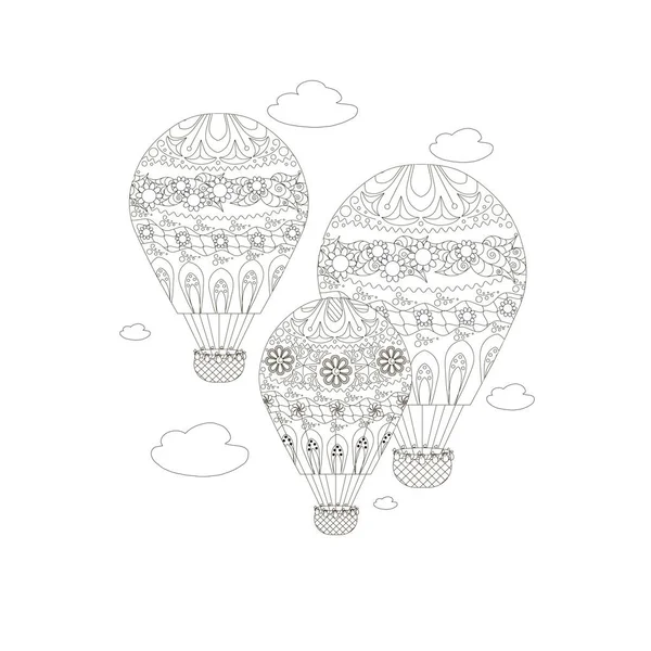 Doodle balon, web için boyama sayfası anti-stres vektör illüstrasyon, baskı için