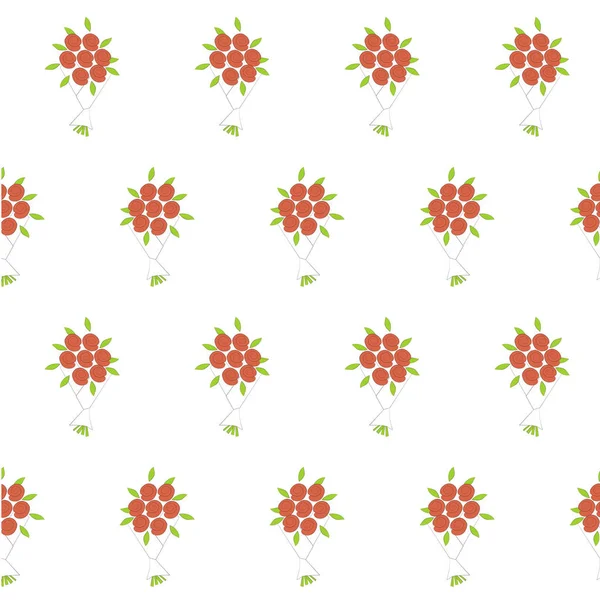 Rote Blume Blumenstrauß Nahtlose Muster Flache Design Element Stock Vektor — Stockvektor