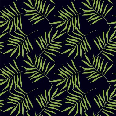 Yapraklar dikişsiz desen tasarım elemanı stok vektör illüstrasyon web için siyah yeşil, baskı için, duvar kağıdı için, kumaş baskı için