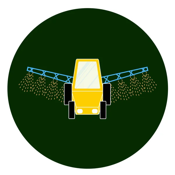 黄色拖拉机喷雾器圆形图标平面设计元素库存矢量插图 用于打印 — 图库矢量图片