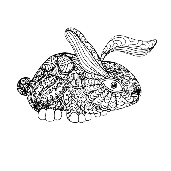 Doodle Conejo Colorear Página Antiestrés Stock Vector Ilustración Para Web — Vector de stock