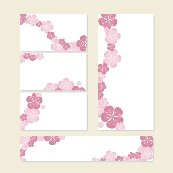 Plantilla Primavera Floral Con Lindos Racimos Flores Sakura Rosa Sobre — Vector de stock