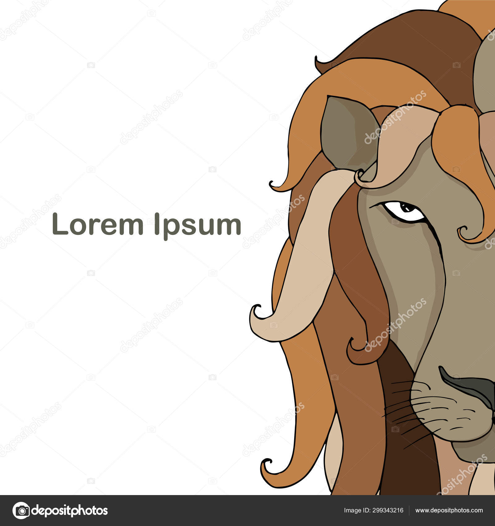 Lion Hand Drawn Background Lorem Ipsum Graphic Mammals Predator Colorful Stock Vector C Katimus Ukr Net