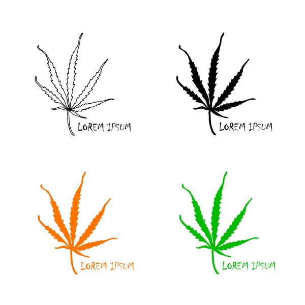 Logotipo Cannabis Lorem Ipsum Verde Anaranjado Negro Hojas Medicinales Cannabis — Vector de stock