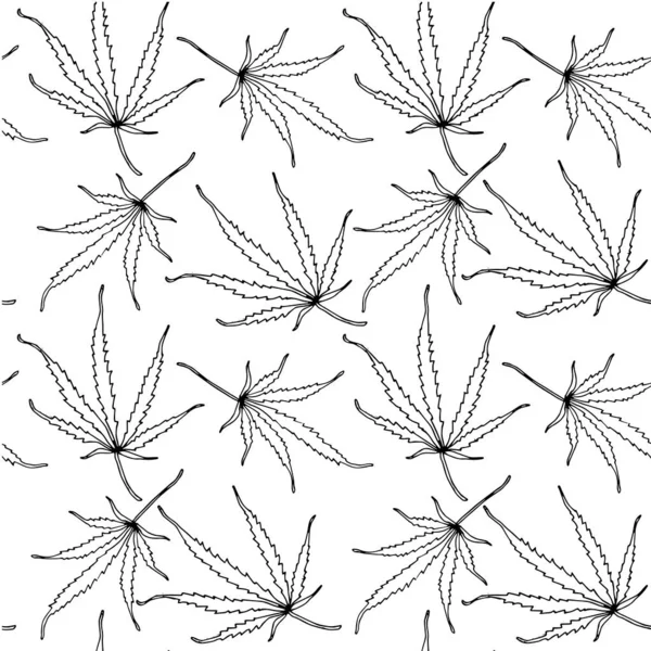 Cannabis Endloses Muster Nahtlose Monochrome Hintergrundkunst Design Elemente Lagervektorillustration Für — Stockvektor