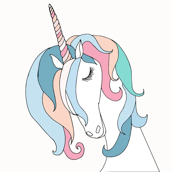 Pegatina Colorida Dibujada Mano Unicornio Dibujos Animados Lindo Hada Animal — Vector de stock