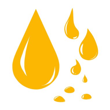Ayçiçeği yağı damlası ikonu seti. Gıda malzemeleri sarı tasarım element stok vektör çizimi web için, baskı için, paketleme tasarımı için, ürün tasarımı için