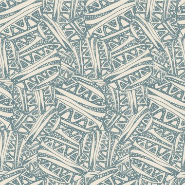 Sonsuz soyut model. Mavi ve bej renkli sanat eserleri, kumaş baskısı, tekstil, duvar kağıdı ve sosyal medya kapağı için stok vektör çizimi