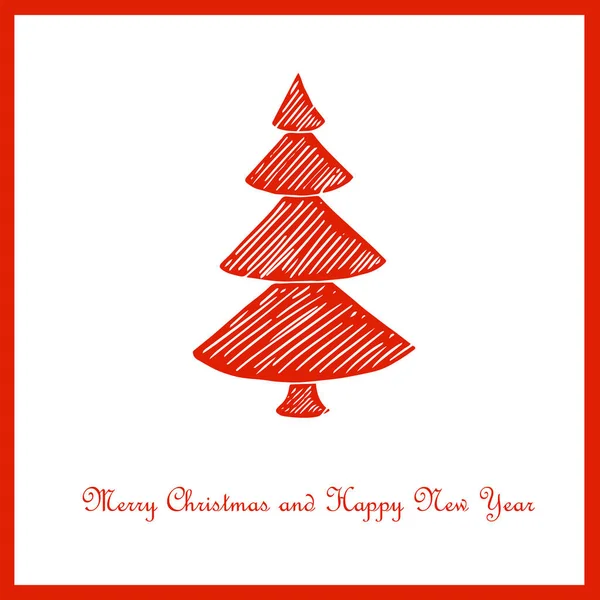 圣诞快乐和新年快乐贺年卡 网上用白色红色框图设计元素装饰的风格粉红圣诞树 供印刷用 — 图库矢量图片