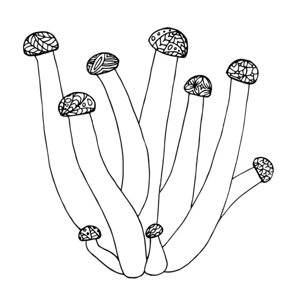 Cogumelo Monocromático Elemento Projeto Desenhado Mão Objeto Ilustração Vetorial Isolado — Vetor de Stock