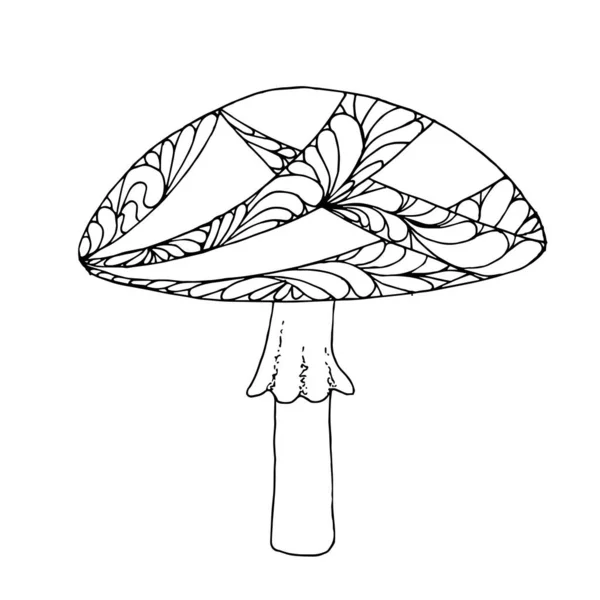 Scarabocchio Monocromatico Funghi Elemento Design Disegnato Mano Stock Vettore Illustrazione — Vettoriale Stock