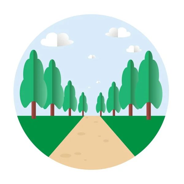 Chemin Dans Parc Icône Ronde Art Plat Élément Conception Illustration — Image vectorielle