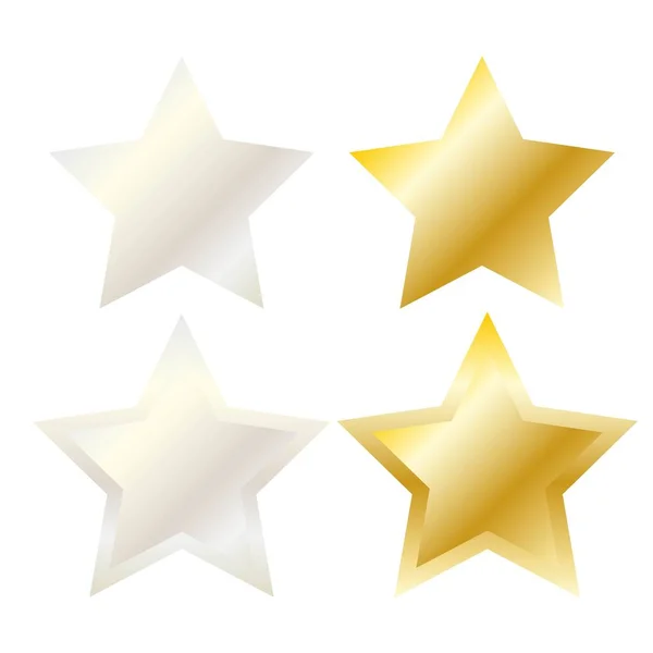 Star Set Gold Star Sylver Star Reiting Website Winner Web — Stock Vector