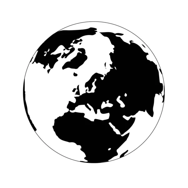Μονοχρωματική Εικόνα Της Γης Ευρασία Και Αφρική Μαύρη Σιλουέτα Λευκό — Διανυσματικό Αρχείο