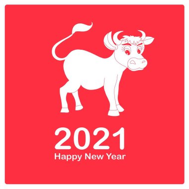 Mutlu yıllar 2021 afişi. Sanat düz tasarım stok vektörü beyaz siluethe ağ için, yazdırmak için kırmızı illüstrasyon