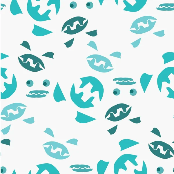 Emoji Potwór Twarz Niebieski Bezszwowy Wzór Dla Sieci Druku Druku — Wektor stockowy