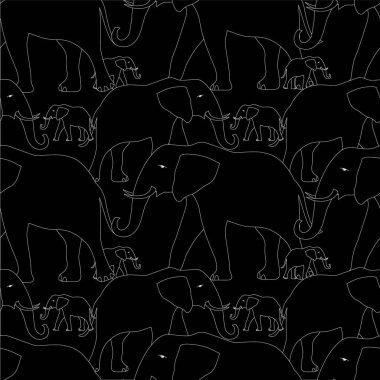 Filin hatları kusursuz. Siyah monokrom desenli hayvanlar kumaş baskısı için, baskı için, baskı için
