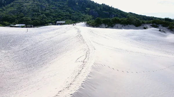 Florianopolis, Santa Catarina, Brezilya 'daki Joaquina Sahili' nin hava manzarası. Lagoa da Conceio Doğal Parkı, bir dinlenme ve kalıcı koruma alanı..