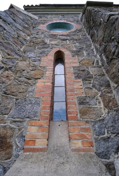 Oud Raam Met Glas Lood Gevel Van Het Gebouw Barokke — Stockfoto