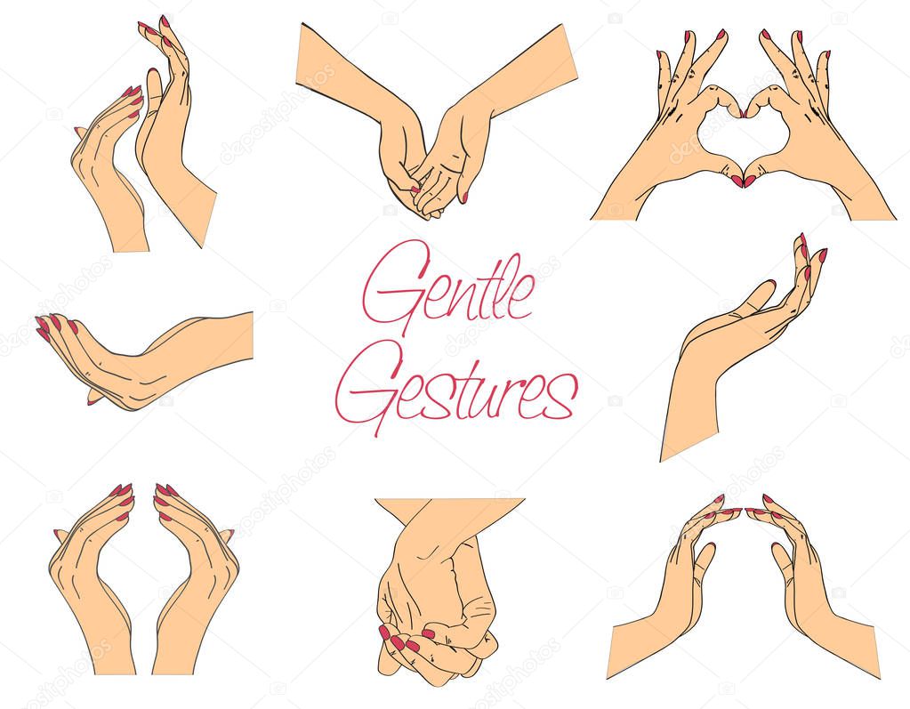 Hand gestures. Vector illustration.