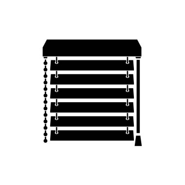 Kapalı perdeler pencere siyah siluet