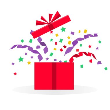 Serpentine ve konfeti ile açık hediye