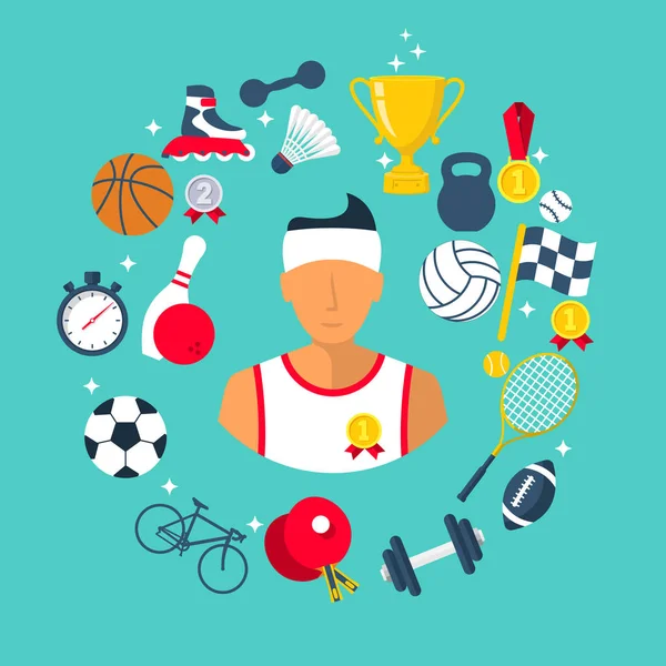 Athlete icon sports items — Stock Vector