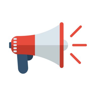 Beyaz arkaplanda megafon simgesi izole edildi