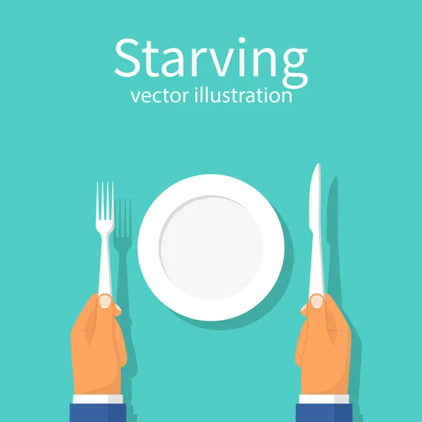 Svälter. Vägran att äta. — Stock vektor
