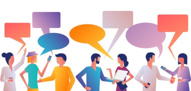 Birçok erkek ve kadın becerikli alet ile toplantıda konuşma