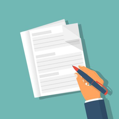 Kalem ve defter tutan el yakın yazmaya hazırlanın