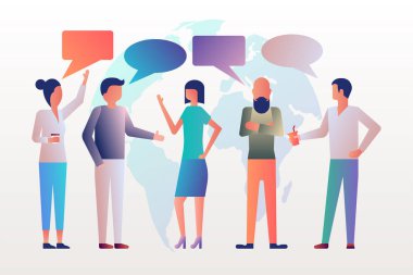 Talk ağında. Genç modern insanlar konuşuyor