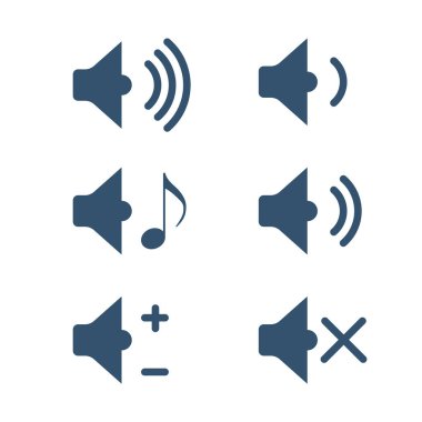 Ses ve ses düzeyi siyah simge seti.