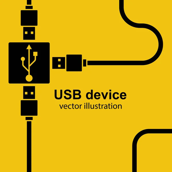 USB-kabel zijn verbonden met hub — Stockvector