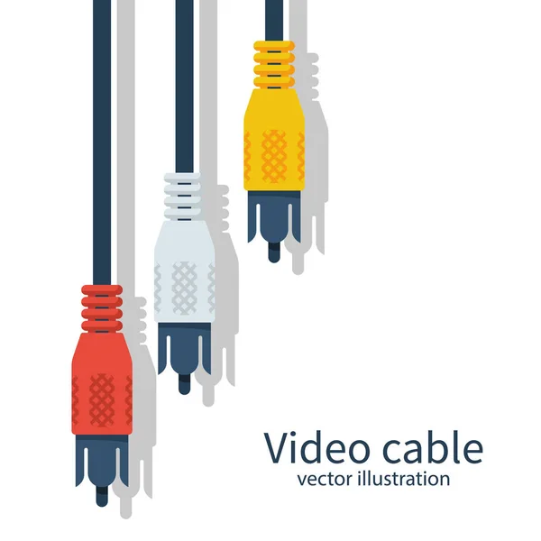 TV kabel. Plug video audio kabel analog - Stok Vektor