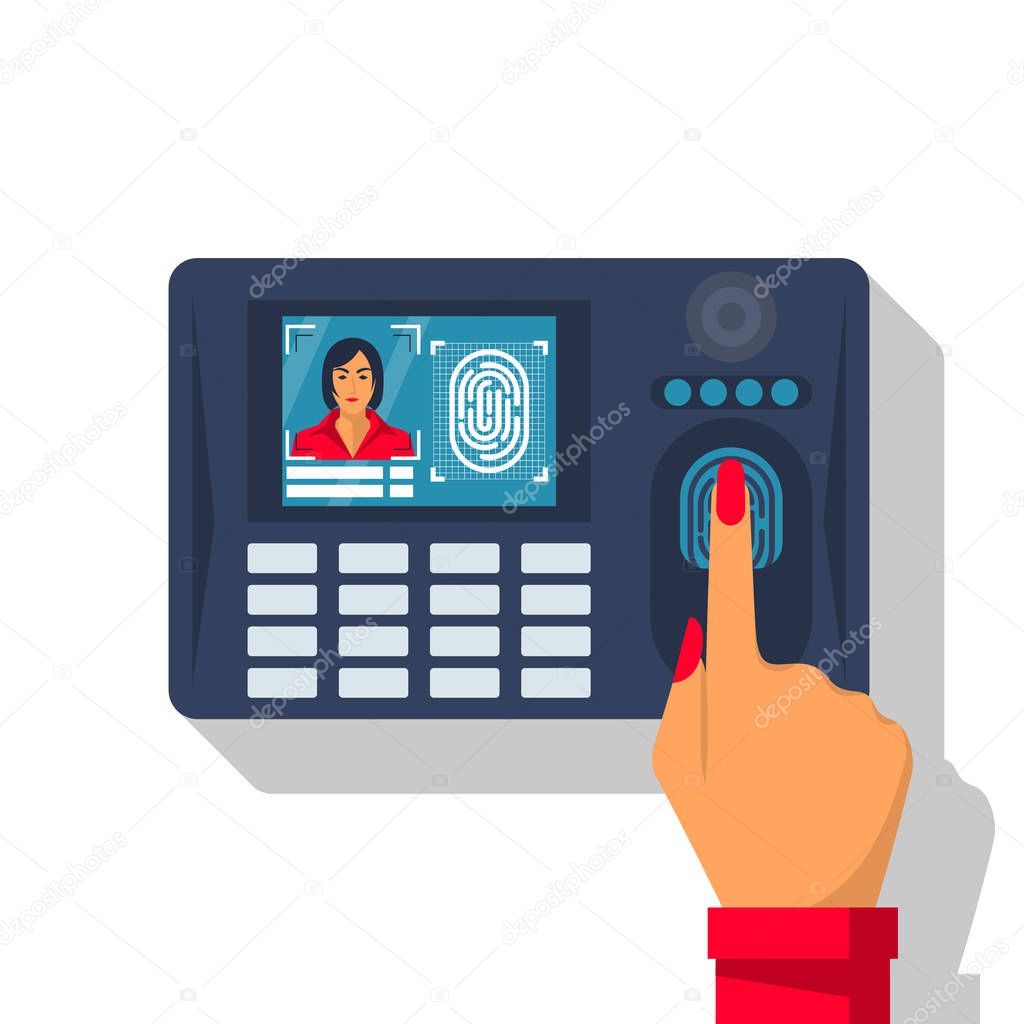 Finger print scan. Authorization in security system