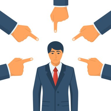 Suçlama kavramı. Üzgün işadamı. 