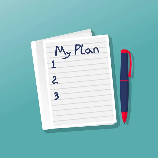 Cuaderno con mi plan . — Vector de stock