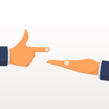 Adam işaret ediyor. Bir nesne ve tasarım için bir yer olarak boş palm 