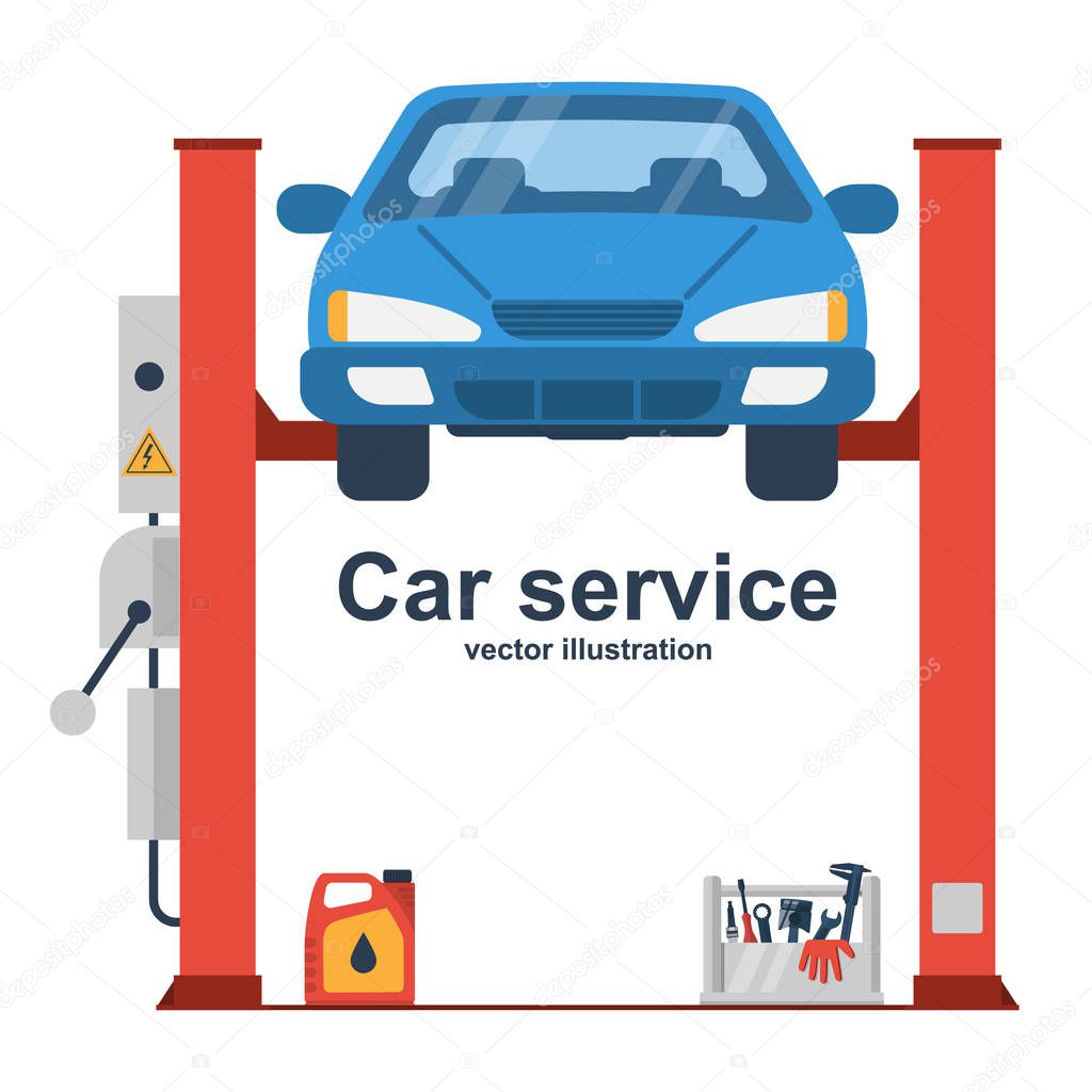 Car liffting. Vehicle repair icon