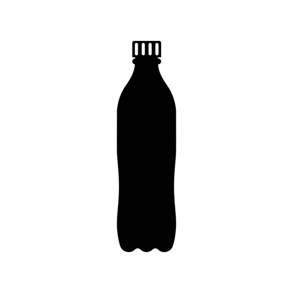 Bottiglia di plastica nera icona silhouette — Vettoriale Stock