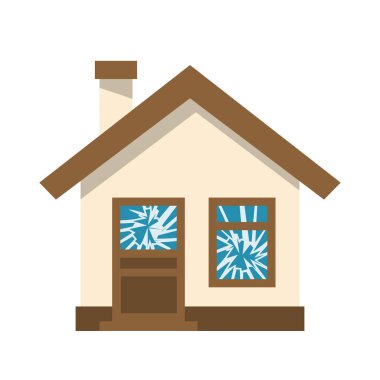 Kırık pencere. Yıkık ev