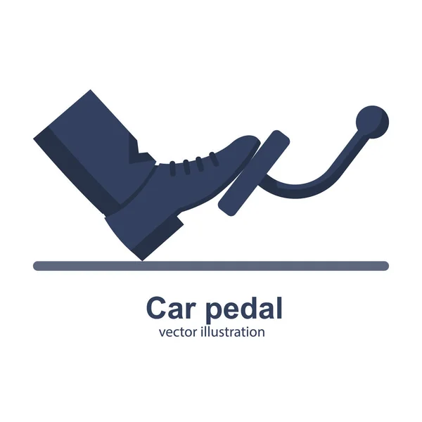 Hombre presiona un pedal coche — Vector de stock