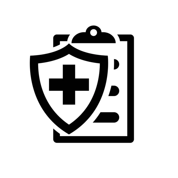 Icono de silueta negro seguro médico — Vector de stock