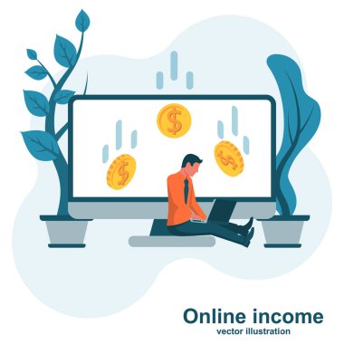 Internet, online gelir kazanç kavramı. 