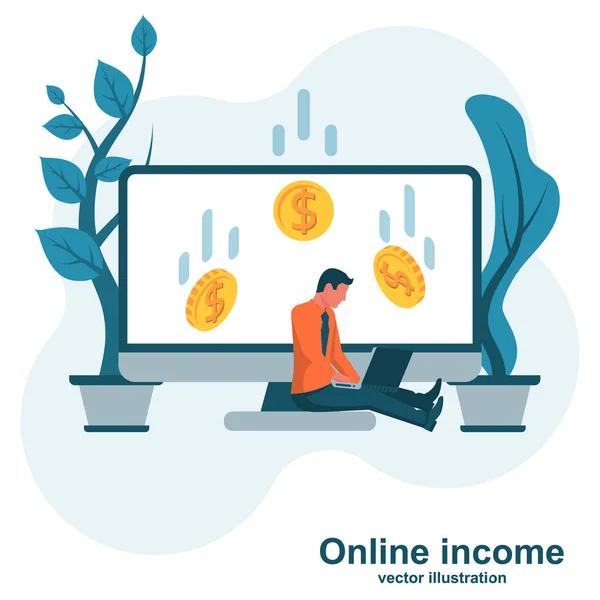 Koncept výdělku na internetu, online příjem. — Stockový vektor